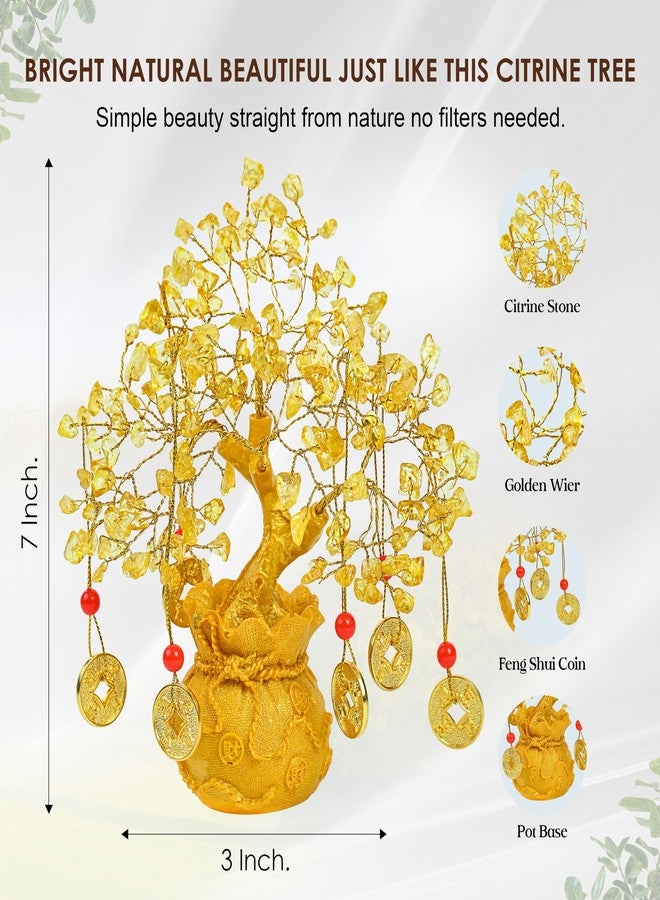 Crocon Citrine Crystal Tree of Life - Feng Shui Money Tree with 6 Coins & Potli Base - Reiki Healing Bonsai Tree for Wealth & Abundance - Crystal Tree for Positive Energy & Home Decor - Image 2